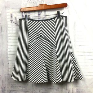 Banana Republic Black White Stripe Panel Pleated Skirt